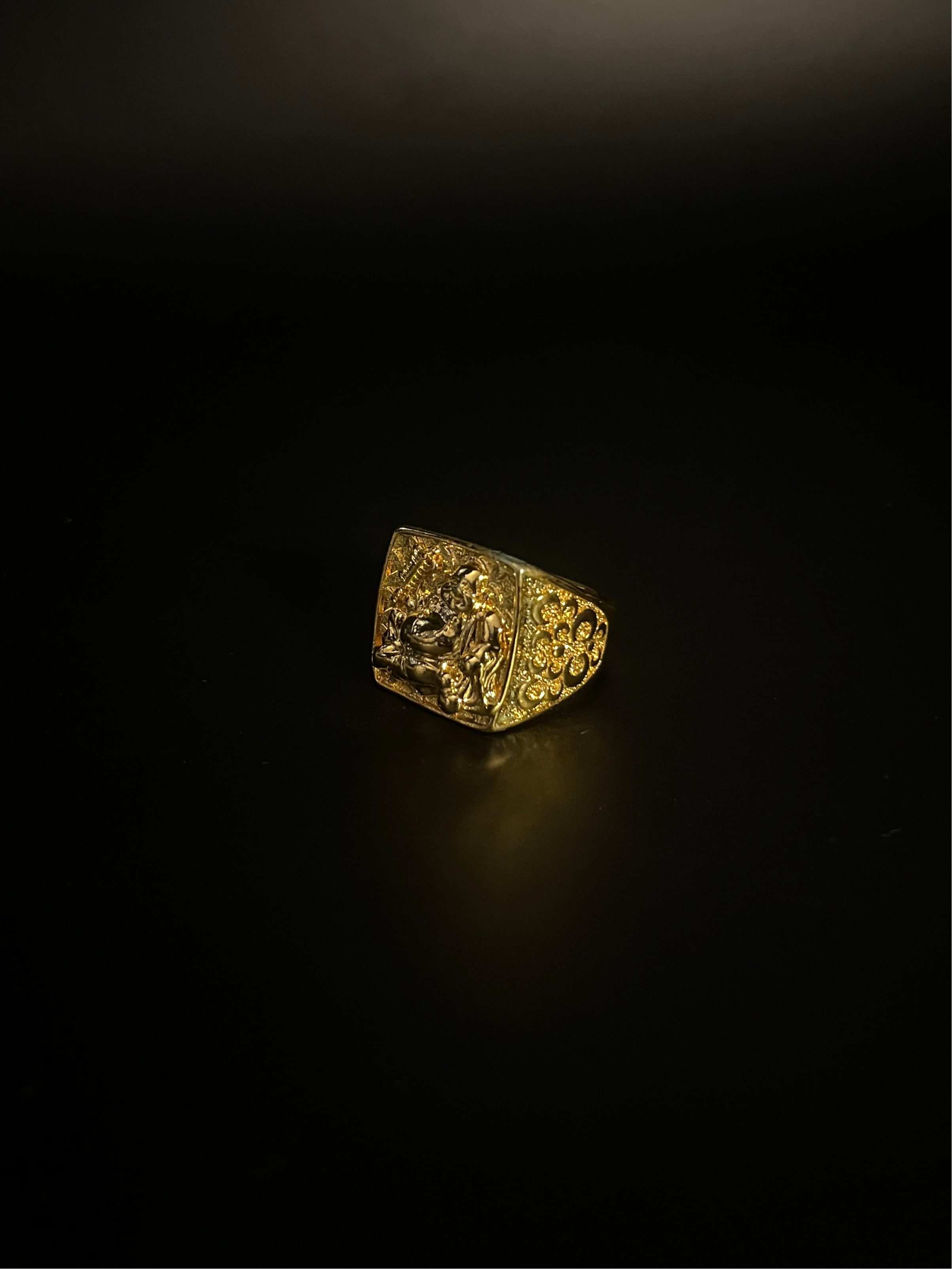 BUDDHA ADJUSTABLE GOLD RING